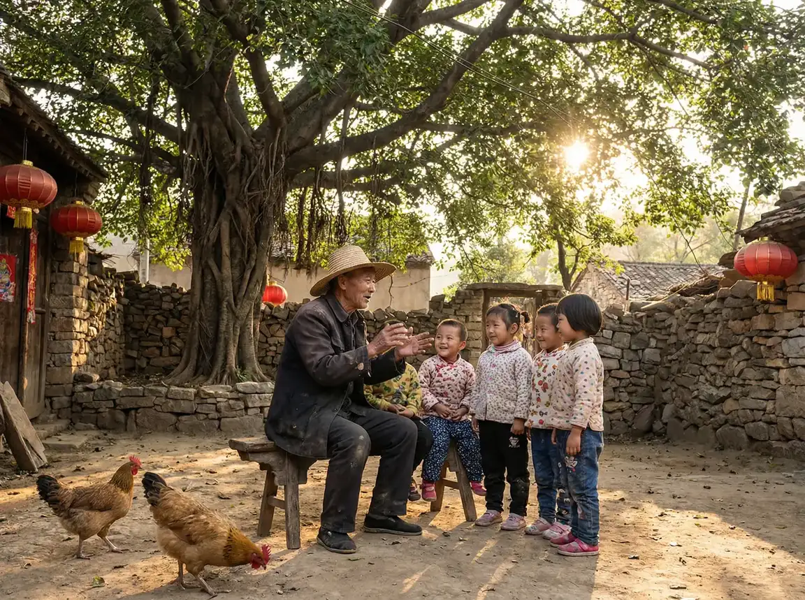 老人在大榕树下给孩子们讲故事 - 狼群影院在线电影 乡村记忆